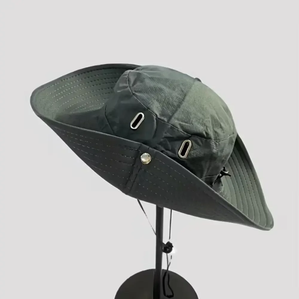 Women's Retro Hiking Hat Grey Wide Boho Brim Packable Floppy Sun Distressed New
